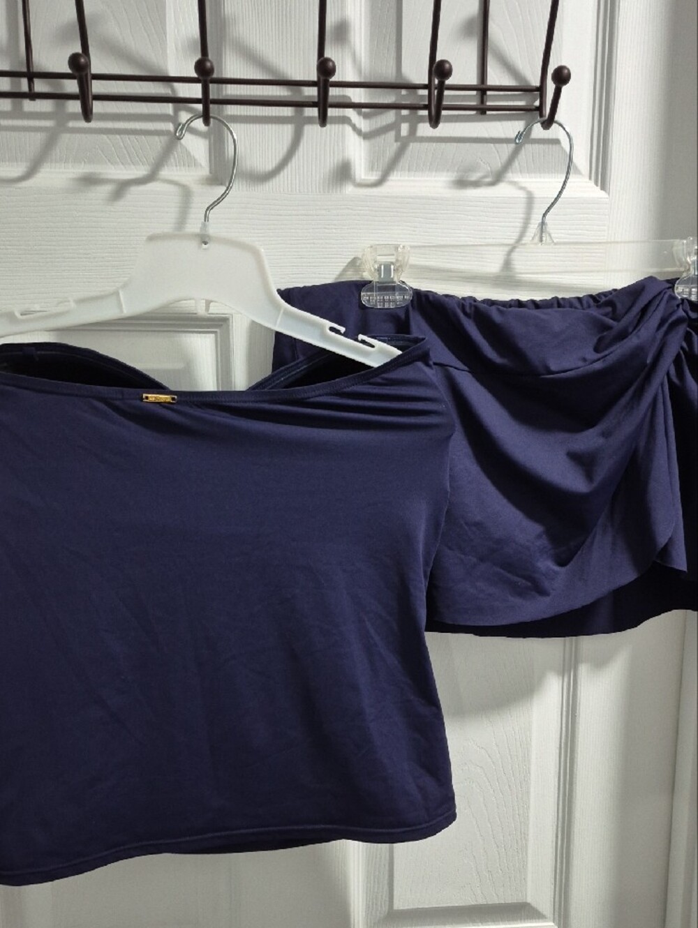 Anne Cole Navy Swim Top with Gold Logo Accent - Picture 3 of 6